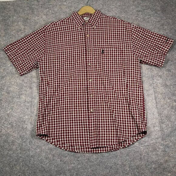 Walt Disney World Mickey Mouse Mens Checkered Short Sleeve Shirt Size‎ M Cotton - Picture 1 of 9